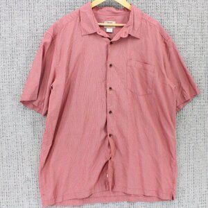 Quiksilver Waterman Collection Shirt Mens 2XL Pink Plaid Short Sleeve Collared
